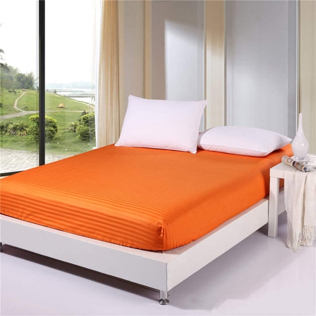 1200 Thread Count 100% Egyptian Cotton 3-Piece Fitted Sheet ( 1 Fitted Sheet + 2 Pillow Covers) 24 Inches Deep Pocket Size Stripe Pattern