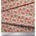 thumbnail image 3 of Soimoi Pink Heavy Canvas Fabric Tree & House Architectural Fabric Prints By Yard 58 Inch Wide, 3 of 5