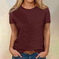 thumbnail image 1 of AherBiu Plus Size Womens T Shirts Crew Neck Loose Fitting Tshirts Casual Short Sleeve Solid Color Basic Tees, 1 of 5