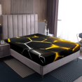 thumbnail image 4 of Erosebridal Abstract Ombre Twin Sheet Sets, Futuristic Striped Bedding Twin Size, Geometry Honeycomb Decor,, 4 of 7