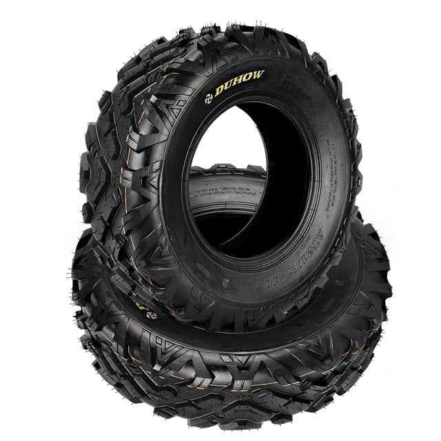 Pneus pour VTT - 21x7-10 6 Plis Robustes Tout-Terrain Ensemble de 2 (Noir) / Traction Supérieure Boue/sable / Résistants aux Crevaisons / Convient aux Quads, 4 Roues et Chariots de Golf