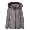 thumbnail image 1 of Sportoli Womens Winter Coat Faux Fur Trim Hooded Down Alternative Puffer Jacket - Brushed Nickel (X-Large), 1 of 7