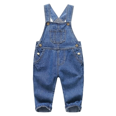 KIDSCOOL SPACE Salopette en Jean Déchirée Mignonne pour Bébé Garçon Fille, Tenue de Travail à la Mode pour Enfants, 3-4 Ans