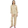 thumbnail image 3 of Bimba Button-Down Yellow Shirt Pajama Pant 2 Pcs Floral Print Night Wear Set-18, 3 of 5