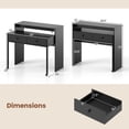 thumbnail image 3 of Costway Bureau d'Ordinateur Roulant Extensible de 39,5 Pouces avec Tablette pour Moniteur, Surface à 2 Niveaux, 2 Tiroirs, Noir, 3 of 10
