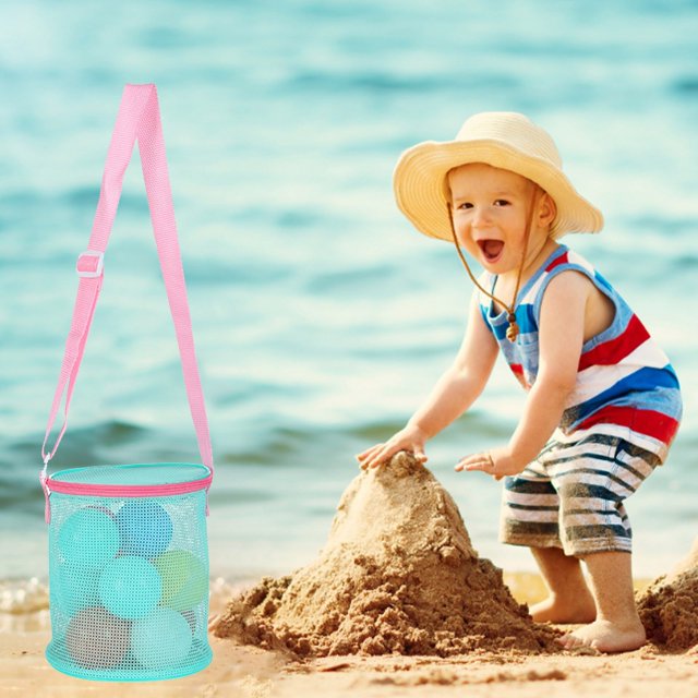 WIFKLSIIPG Colorful Mesh Beach Bags Portable Foldable Sea Bag with Adjustable Carrying Straps Toy Storage Bag Beach Bags