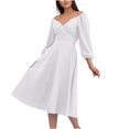 thumbnail image 2 of Gspmoly Robes pour Femmes, Robe de Soirée à la Mode pour Femmes au Tempérament, Col en V, Taille Cintrée, Poche, Manches Longues, Robe de Soirée pour Femmes, Offres des Fêtes, 2 of 6