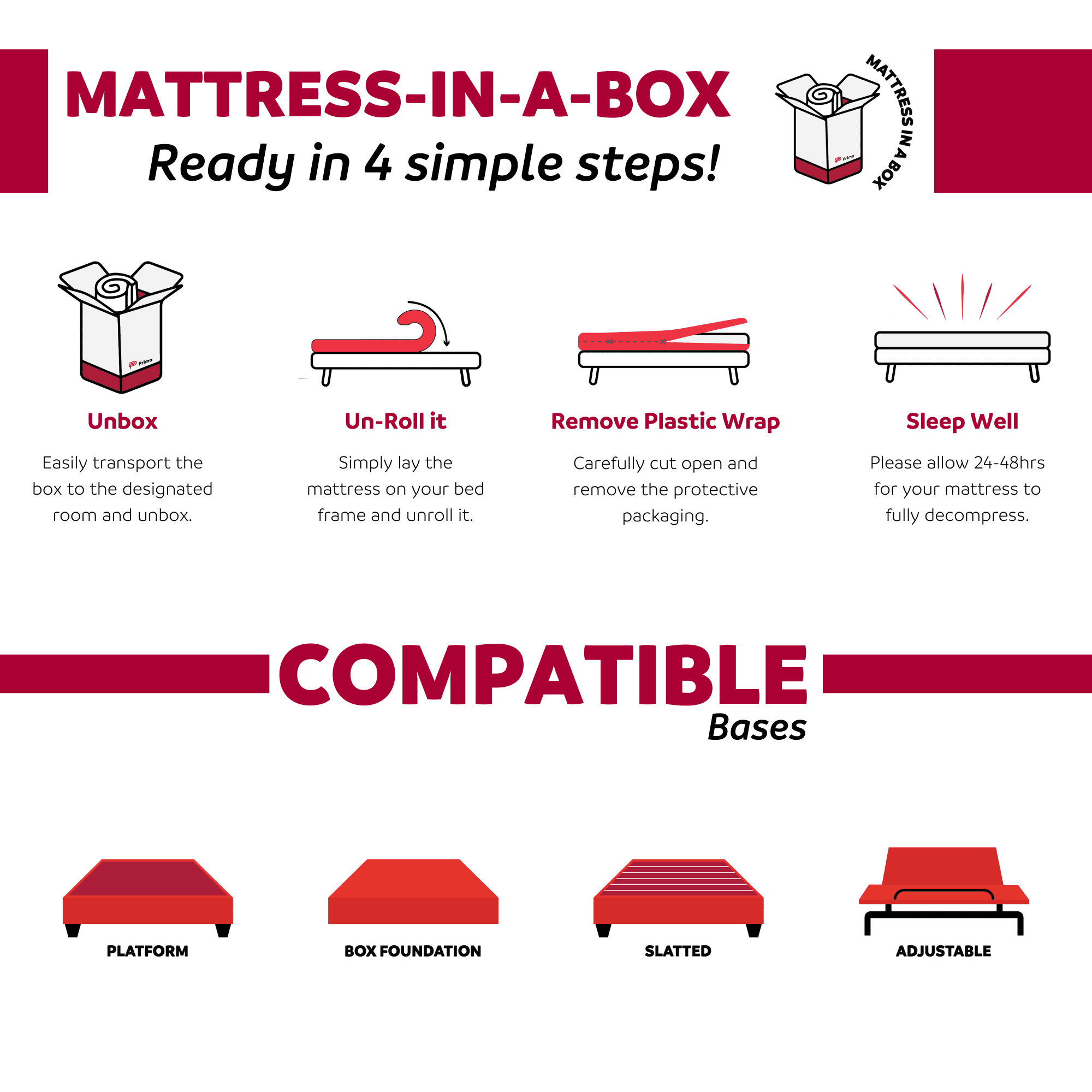 Matelas hybride Primo Berri 8 po – mousse gel et ressorts ensachés, double, rafraîchissant, réduit les mouvements, en boîte, CertiPUR-US