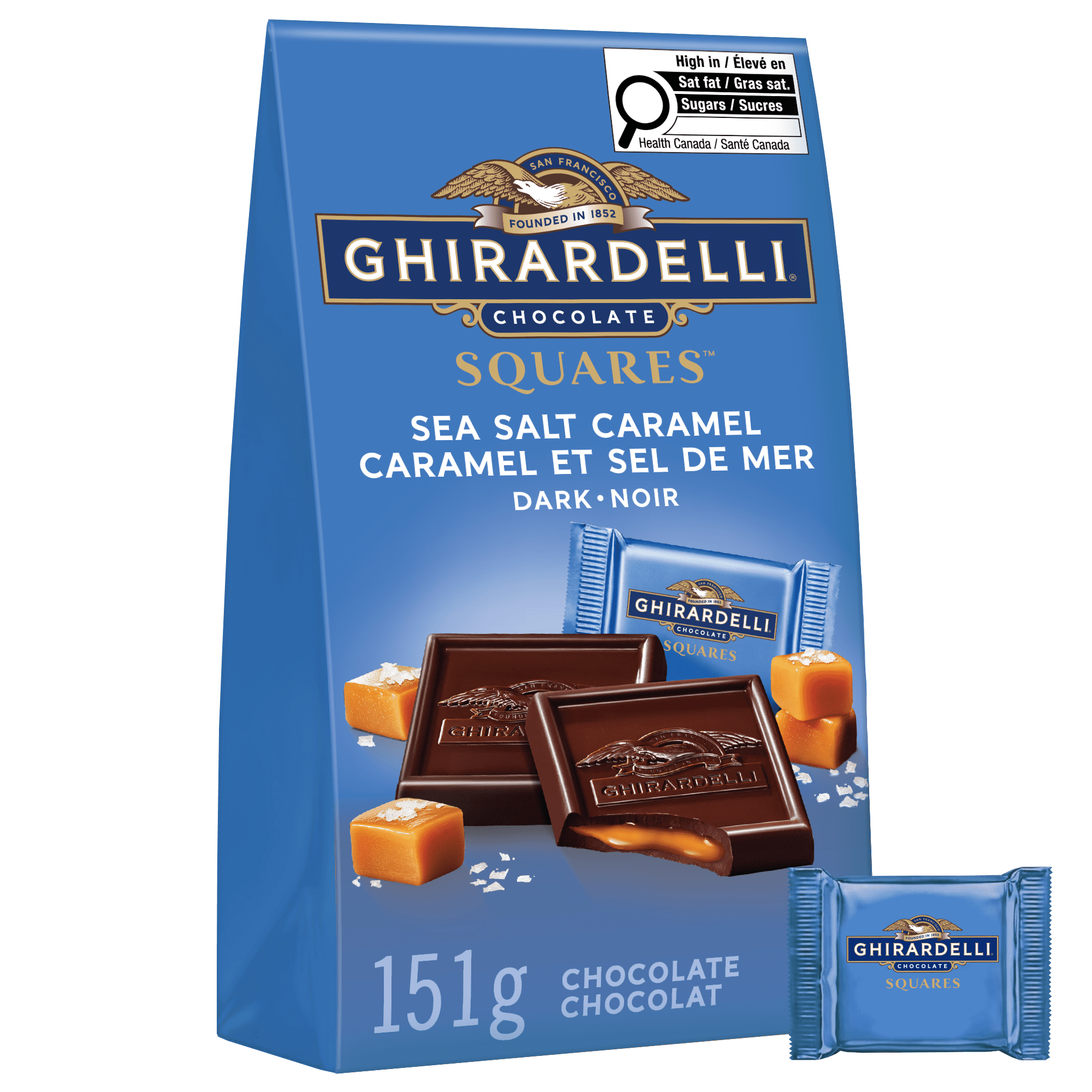 GHIRARDELLI Sea Salt and Caramel Dark Chocolate Squares, 151-Gram Bag