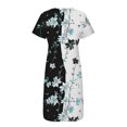 thumbnail image 4 of Ovzne Robes d'Été pour Femmes Robe pour Femme Robe Unie Ample Décontractée à la Mode Imprimée à Manches Courtes à Col en V Robe Mi-Mollet à Manches Courtes à Col en V Robe pour Femmes à Manches Courtes, 4 of 5