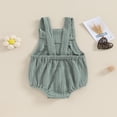 thumbnail image 4 of Cotton Linen Suspender Overalls for Baby  Sleeveless Solid Color Romper, 4 of 9