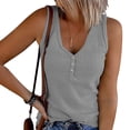 thumbnail image 2 of AherBiu Ribbed Tank Tops for Women 2024 Summer Knitted Slim Fitted Camis Stretchy Comfy Button V Neck Tops, 2 of 5