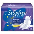 thumbnail image 1 of Stayfree Dry Max All Night Sanitary napkins (Pack of 14 Count), 1 of 5