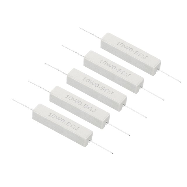 Unique Bargains 5 Pcs Résistances 0,5 Ohm, Résistance Ciment Céramique 10W Kit de Résistance Ciment de Puissance Tolérance 5 % pour Adaptateurs d'Alimentation Audio