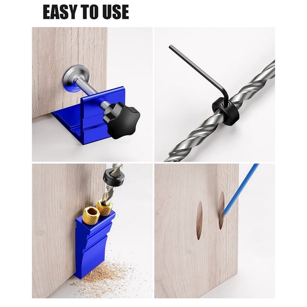 Kit Gabarit De Trou De Poche HFM – Guide De Perçage 15° Pour Travail Du Bois, Noir, Alu