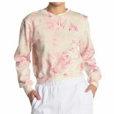 AFRM Sweat Court Haut à Manches Longues Teinture sur Nœuds Crème Blush Taille TG