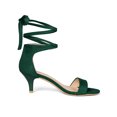 thumbnail image 3 of BLISSFUL STEP Chaussures pour Femmes en Faux Suède à Lacets à Bout Ouvert à Talon Kitten avec Semelle Intérieure Coussinée Sandales Vert 6, 3 of 8