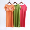 thumbnail image 2 of Besolor Chemises de Nuit Grande Taille pour Femmes Été Confortables à Manches Courtes Col Ras du Cou Vêtements de Nuit Chemises de Sommeil Robe de Nuit, 2 of 6