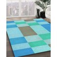thumbnail image 3 of Ahgly Company Tapis d'Intérieur Lavable à la Machine, Carré, Transitionnel, Bleu Ara Bleu Vert, Tapis de Zone, 4 Pieds Carré, 3 of 7