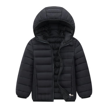 Zanarzt Kids Boy Girl Lightweight Boy and Girls Coat Winter Lightweight Jackets Hooded Outerwear Black,10-11 Years