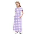 thumbnail image 1 of biudgviw Robe Décontractée pour Filles à Carreaux Manches Courtes Col Rond Robe Longue d'Été avec Poches 4-14 Ans, 1 of 7