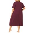thumbnail image 3 of Agnes Orinda Nuisettes pour Femmes Grande Taille Fête des Mères Col Rond Manches Courtes Robe de Nuit Imprimé Chats Pyjamas Détente Maison avec Poche 1X Bourgogne, 3 of 8