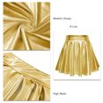thumbnail image 3 of Shiny Flared Pleated Skirt, Solid Color Mini Polyester Fiber Metallic Glossy Skirt Fashionable  For Performance Black,Red,Golden,Purplish Red,Purple,Silver, 3 of 6