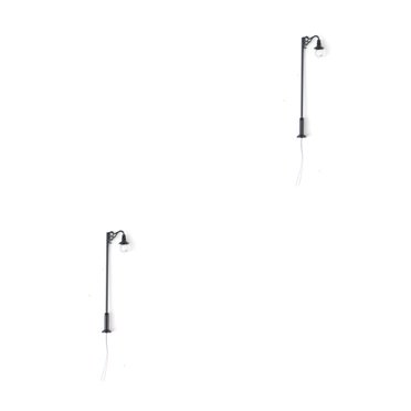 Youkk Lampadaire à l'Échelle 1:87 pour Décorations de Micro-Paysage, Lampadaire en Métal Miniature à une Tête, Lampe sur Rail pour Cours, Jouets de Construction, Noir (Lumière Blanche) 2 Ensembles