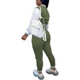 thumbnail image 2 of Tenue d'Entraînement 2 Pcs pour Femmes, Veste Patchwork à Boutons, Pantalon Long, Survêtement, 2 of 4
