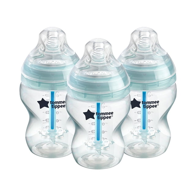 Tommee Tippee Anti-Colic Bouteilles pour bébés, Mamelons à flux lent et système anti-alcoolique unique