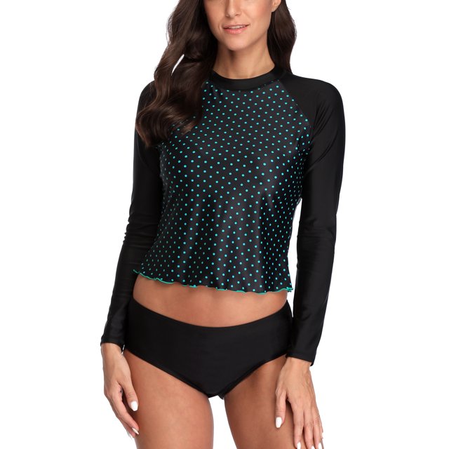 BeautyIn Maillot de Bain à Manches Longues pour Femme avec Imprimé Rash Guard avec UPF 50+