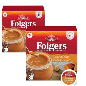 Folgers Caramel Drizzle Café de roûte légère aromatisé PODS 60 COUNT ( 2 PACK )
