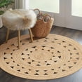 thumbnail image 1 of Handmade Braided Natural Pure Jute Tikki Round Rugs Size 2 x 2 Feet Round, 1 of 3