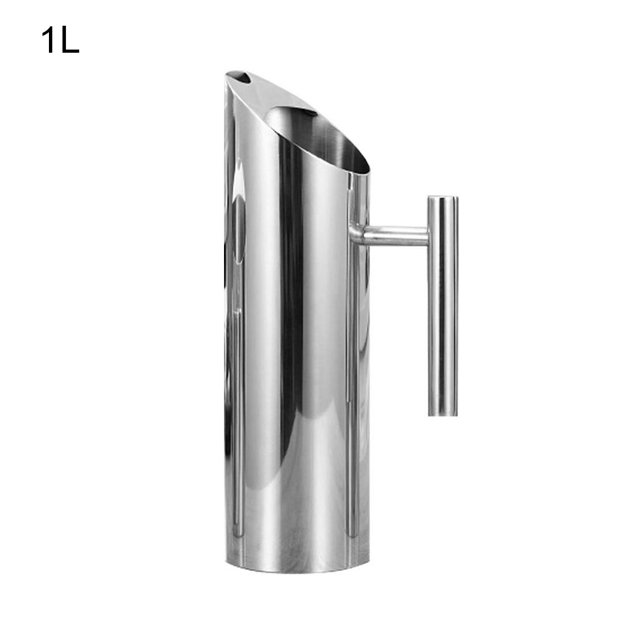 Pichet d'Eau en Acier Inoxydable Froid Pot d'Eau en Acier Inoxydable Pichet à Thé Poignée Cafetière Pot pour Pub Restaurant, S, 1L
