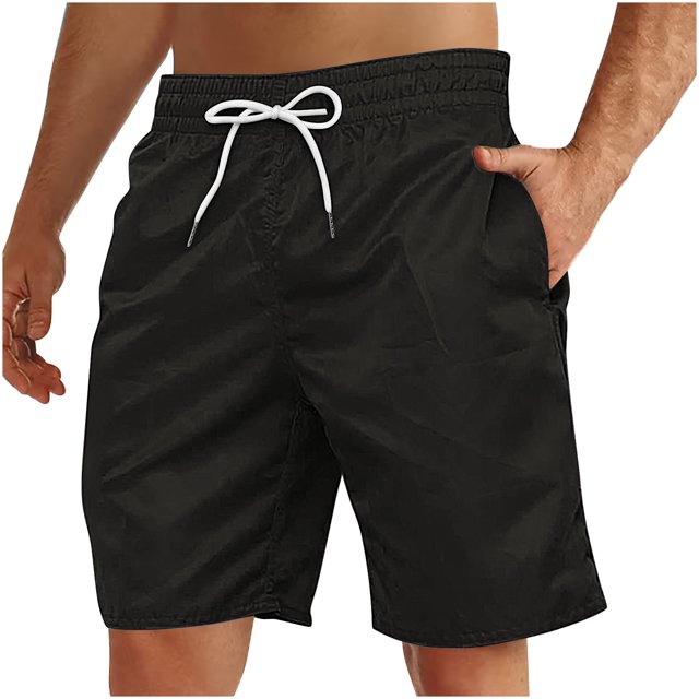 Yuyuzo Mens Shorts High Waisted Drawstring Quick Dry Summer Beach Swim Knee Length Shorts with Pockets