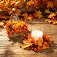 thumbnail image 4 of Vacemry Fall Pumpkin Berry Maple Leaf Wreath, Mini Artificial Autumn Garland for Door Hanging Tabletop Fireplace Mantel Thanksgiving Home Dining Decor, 4 of 7