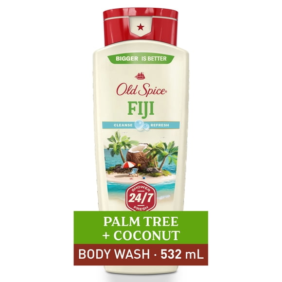 Old Spice Men's Body Wash, Fiji Scent, 24/7 Shower Fresh, Long Lasting Scent