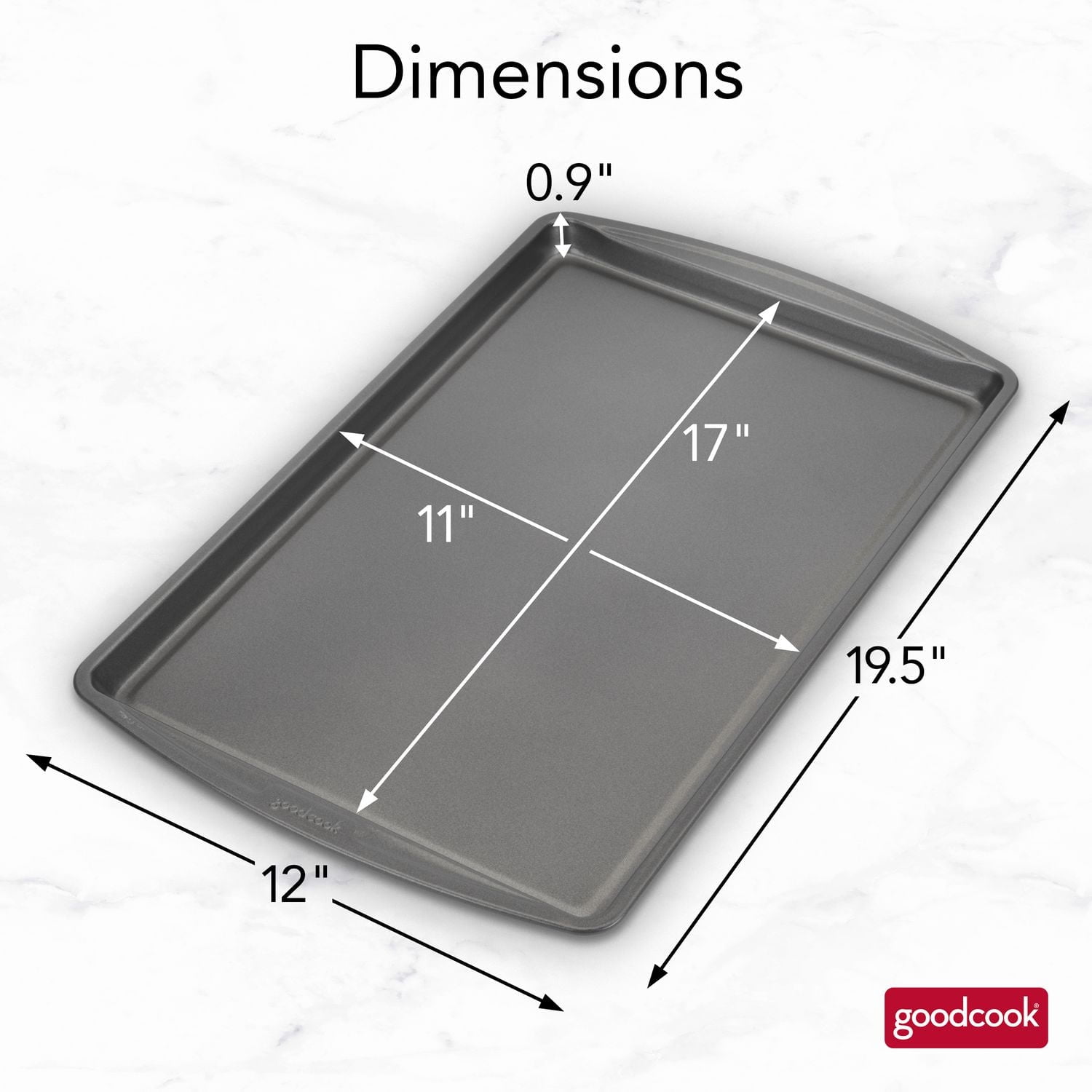 Plaque à pâtisserie Les essentiels en acier antiadhésif de GoodCook, 11 po x 17 po, grise
