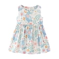 thumbnail image 2 of LSLJS Robes pour Filles Été Sans Manches Décontractées à Imprimé Graphique Robe d'Été Robes de Fête Enfants Tenue Bohème d'Été ( 3-4 Ans, Bleu ), 2 of 4