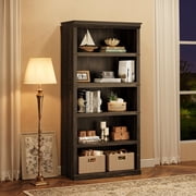 5-Shelf Bookcase, Wooden Bookshelves Floor Standing Multipurpose Display Storage Shelves, Tall Farmhouse Book Shelf Home Decor Furniture for Home Office, Living Room, Bedroom