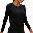 thumbnail image 2 of cfhntfmh Hauts Courts à Manches Longues pour Femmes, Chandails d'Entraînement Athlétiques de Gym, T-Shirt Court à Col Rond, Chandail de Course pour Femmes, 2 of 7