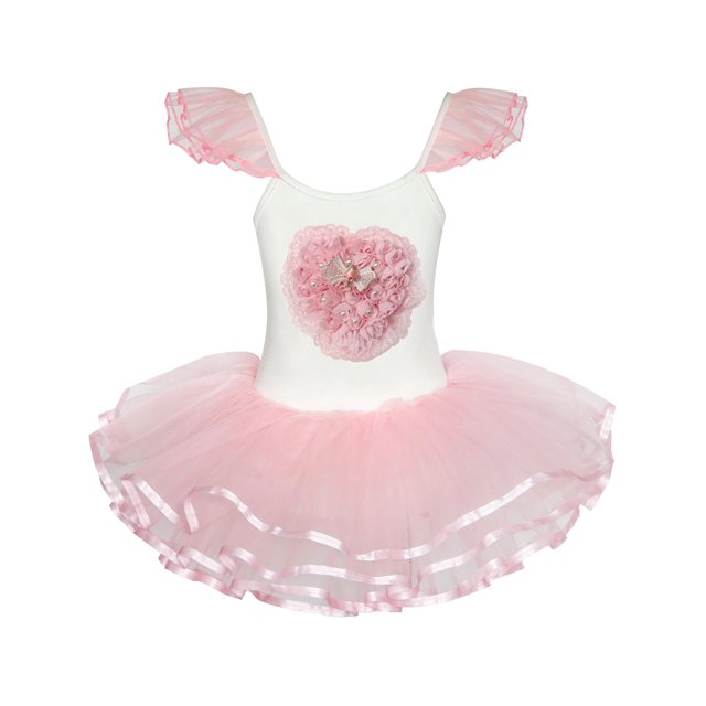 Robe Fille Mignonne Tutu Danse Cœur Rose Fête 6 Ans