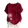 thumbnail image 1 of Plus Size Tops For Womens Casual Loose Button Linen Plus Size Daily Boho Tanic T-Shirt Blouse Tops, 1 of 6
