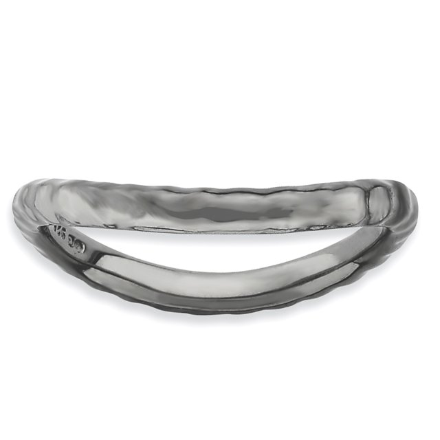 Sterling Silver Stackable Expressions Polished Black-plate Wave Ring Size 6