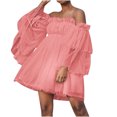 thumbnail image 1 of Robes à Manches Longues pour Femmes Mode Robes Sexy Décontractées Épaules Dénudées Manches Longues Mini Robes Unies Robes à Manches Longues pour Femmes Mini Robes pour Femmes Robes Sexy pour Femmes Sexy, 1 of 5
