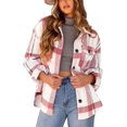 thumbnail image 1 of ORUYROP Womens Casual Plaid Shacket Button Down Long Sleeve Shirt, 1 of 5