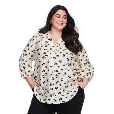 Lane Bryant Women's Plus 3/4 Sleeve Blouse