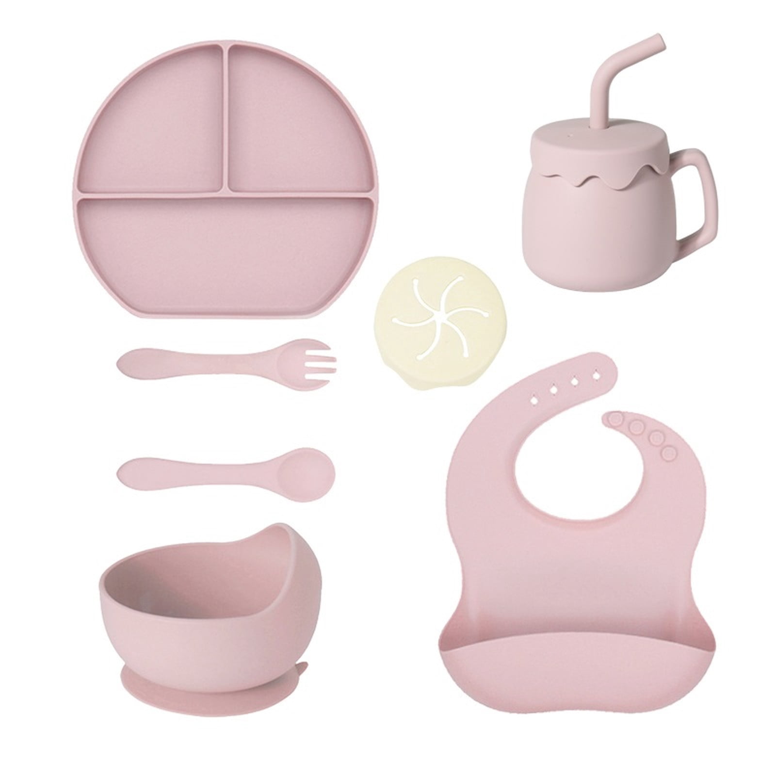 Bebcare Aloha Silicone Baby Feeding Tableware, Set of 6, BPA-Free, Eco-Friendly, Pink