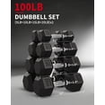 thumbnail image 4 of Hex Dumbbell Set of 2, 40 LB Pair – Adjustable Rubber Encased Cast Iron Weights – Non-Slip Textured Grip, Anti-Roll Design, Home Gym Strength Training, Black, 4 of 8