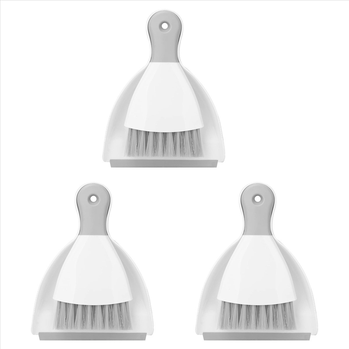 3X Small Broom and Dustpan Set,Mini Handheld Dust Pan with Cleaning Brush Combo for Home, Desktop,Sofa,Keyboard,Sweeping,3 x plastic brush 3 x shove,Grey
